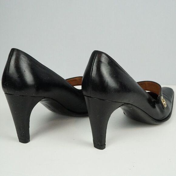 Salvatore Ferragamo Black Leather Pumps Size 7 Mary Jane Style Made in Italy - Picture 6 of 16